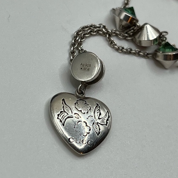 Gucci “Blind for Love” Sterling Silver colored stone doves Ag925 Necklace - Picture 4 of 6